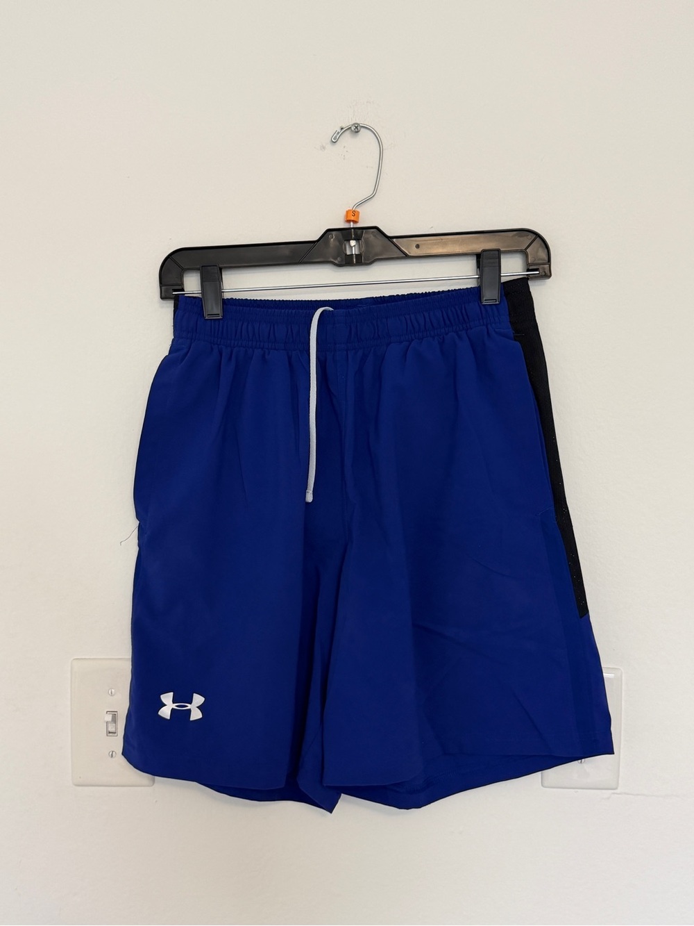 Under Armour Men's Royal Blue Athletic Swim Trunks with Black Side Panel